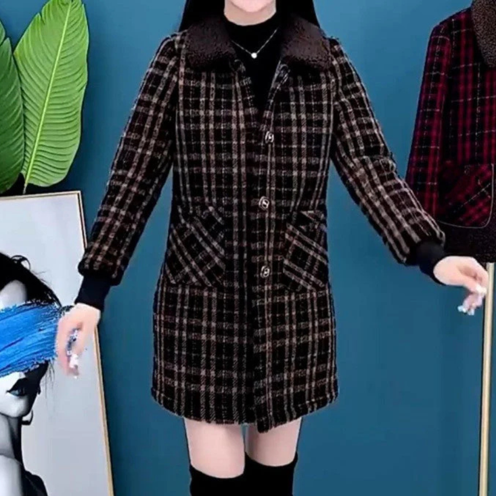 ERIKA - Stylish Checkered Overcoat for Women