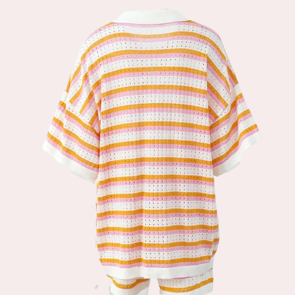 AISLING - Comfortable Striped Knit Twin Set for Women