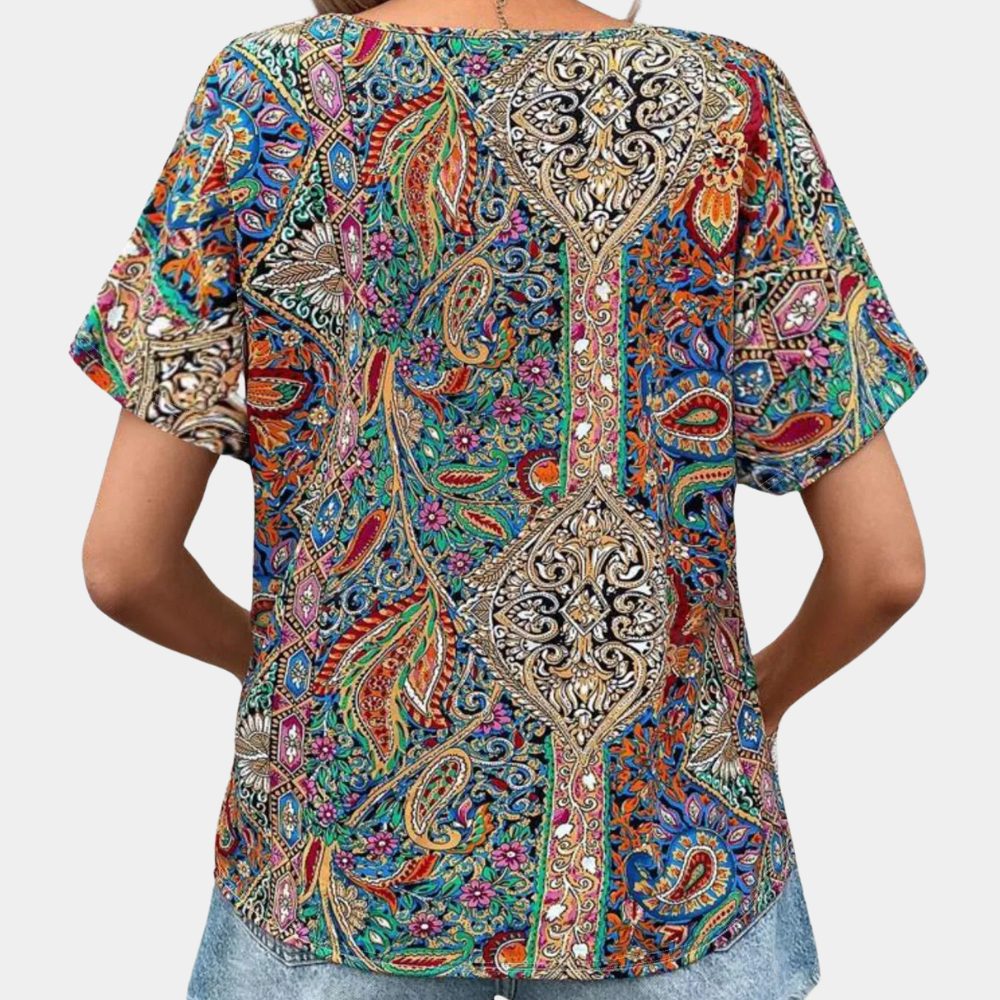 IRIS - V-Neck Graphic Blouse for Women