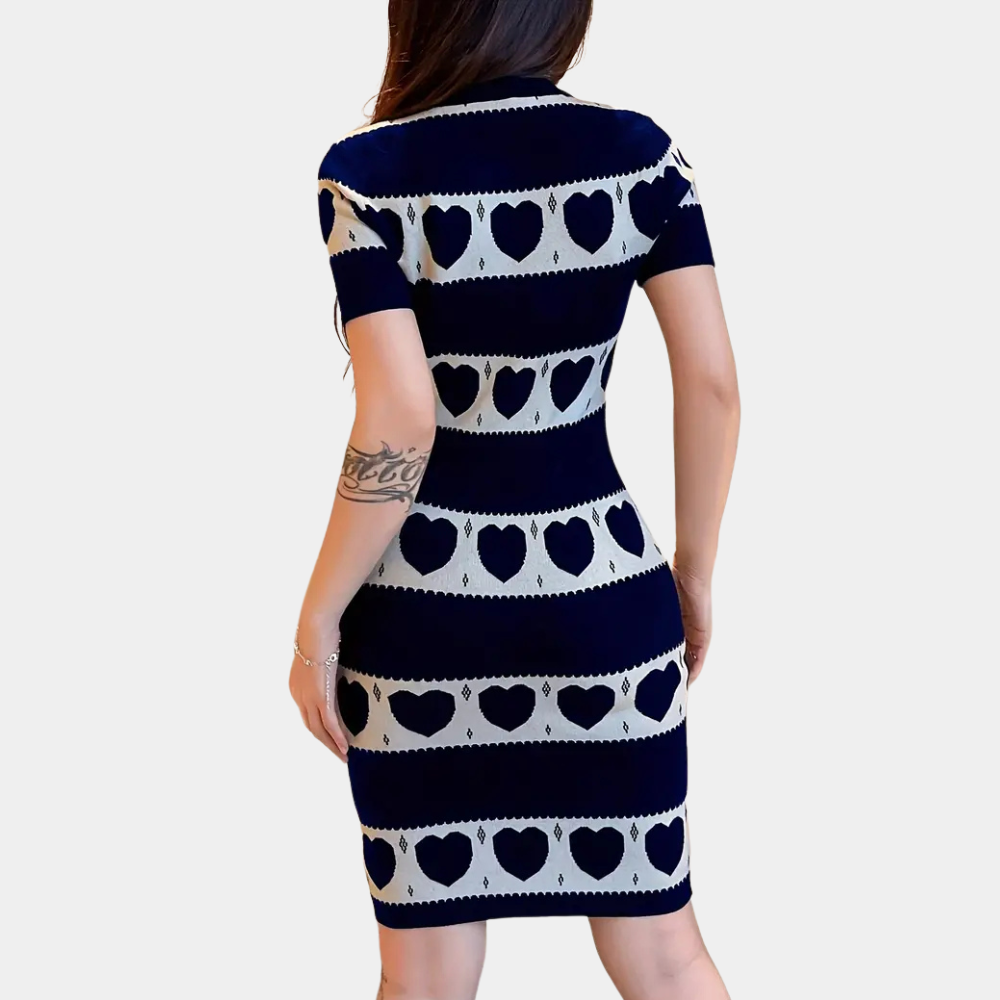 CELLEEN - Knit Dress with Heart Design for Women