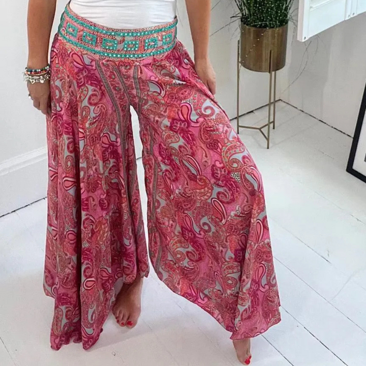 JANETT - Wide-Leg Bohemian Print Trousers for Women