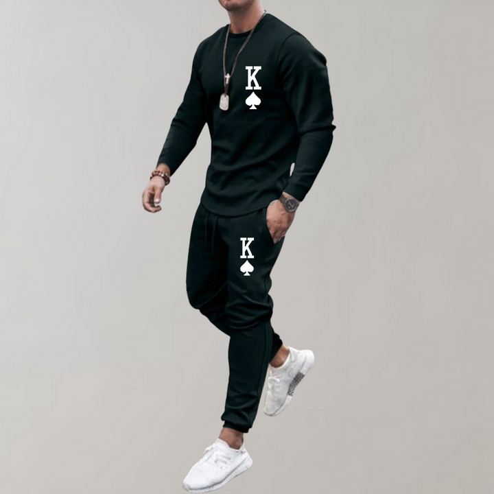 TRYGVE - Letter Print Tracksuit Set for Men