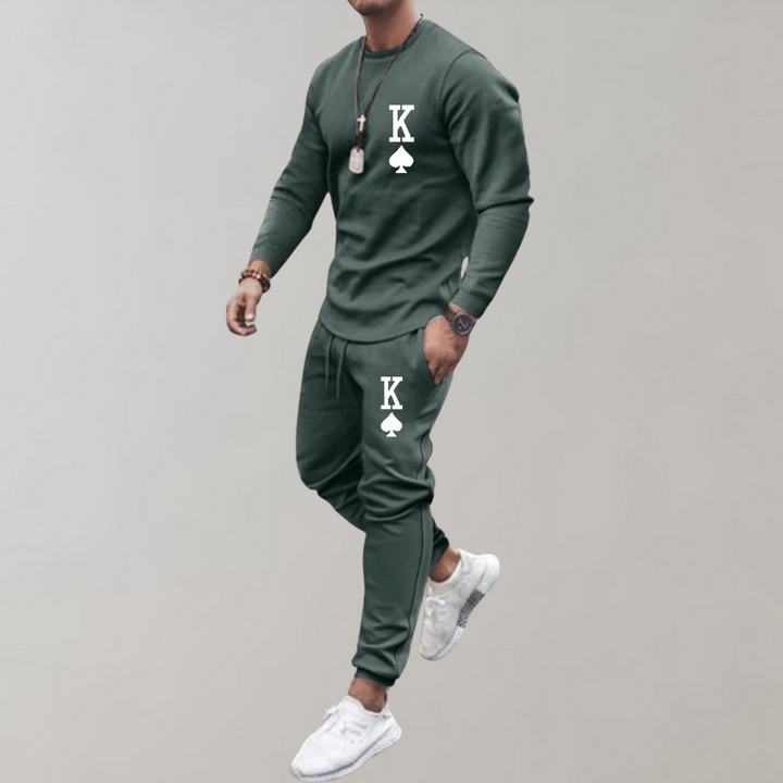 TRYGVE - Letter Print Tracksuit Set for Men