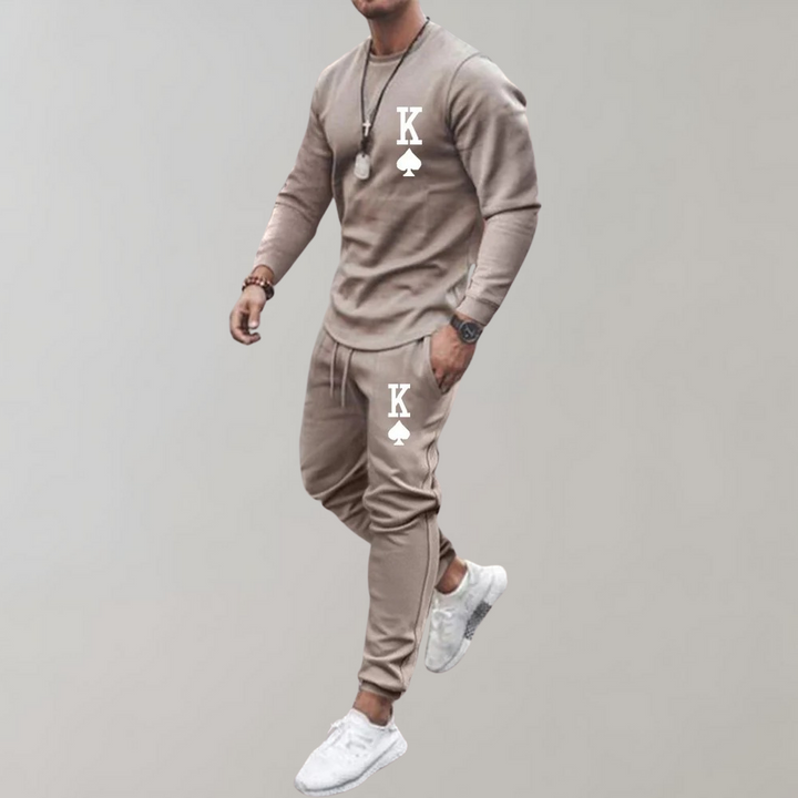 TRYGVE - Letter Print Tracksuit Set for Men