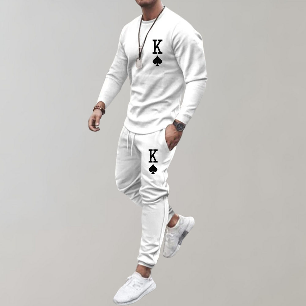 TRYGVE - Letter Print Tracksuit Set for Men