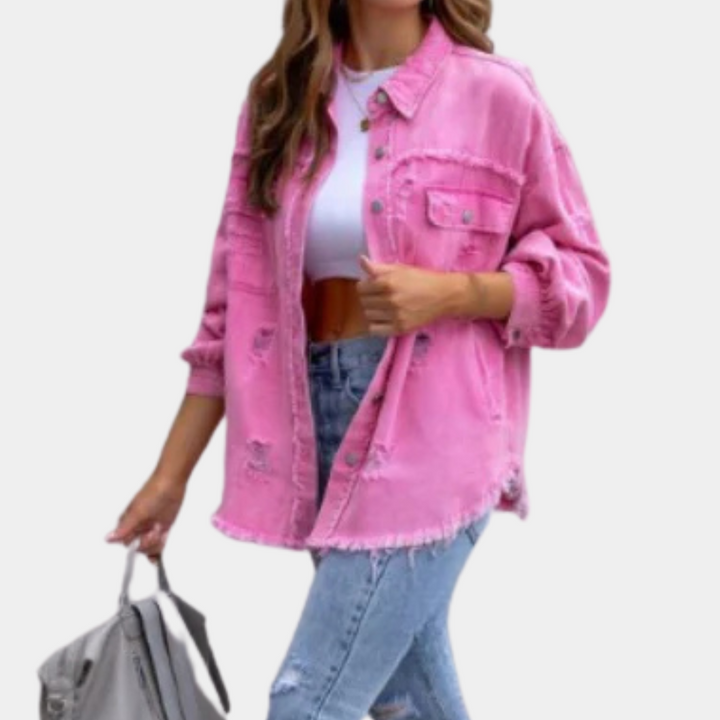 RIHANNA - Fashionable Ripped Jacket for Women