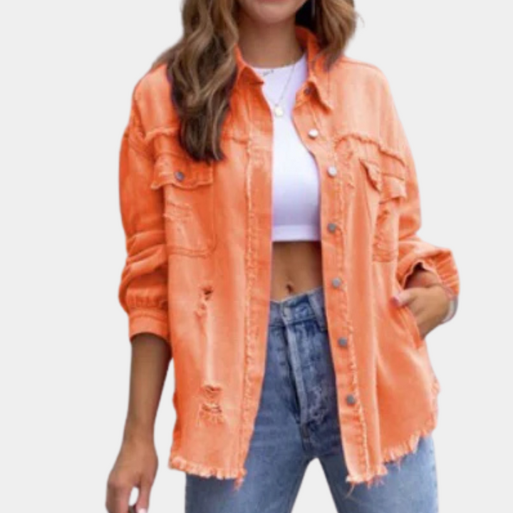 RIHANNA - Fashionable Ripped Jacket for Women