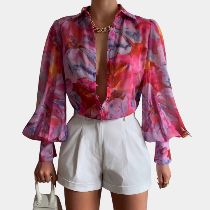 NELINHA - Elegant Floral Blouse for Women