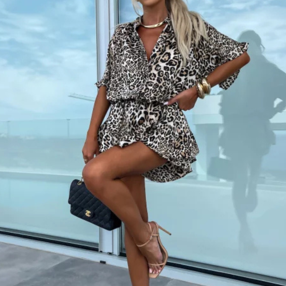 ADRIENE - Fashionable Leopard Print Romper for Women