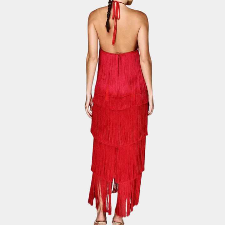 KIM - Fashionable Tassel Halter Dress for Women