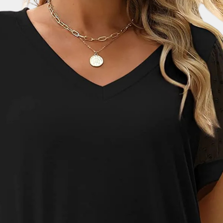 SEVERA - Simple V-neck Top for Women