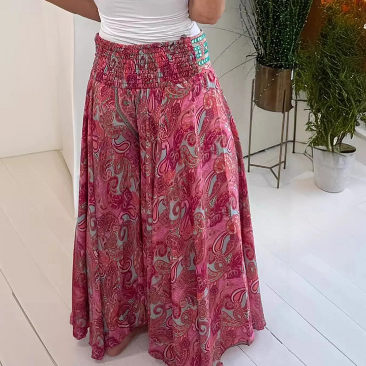 JANETT - Wide-Leg Bohemian Print Trousers for Women