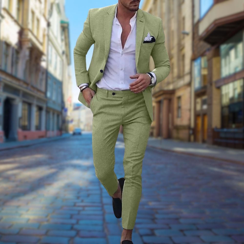 Groene slim fit heren pak