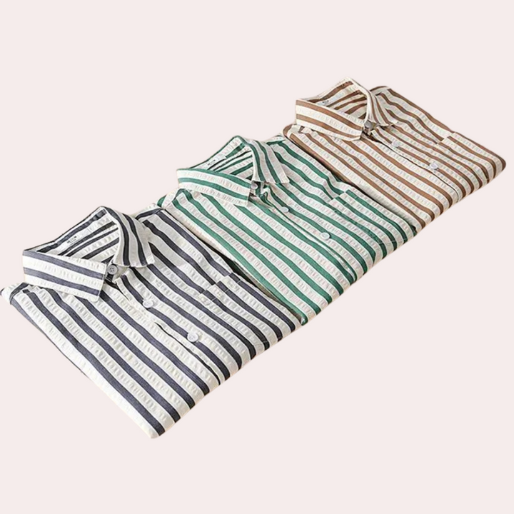 VALENTIN - Classic Striped Polo Tee with Long Sleeves for Men