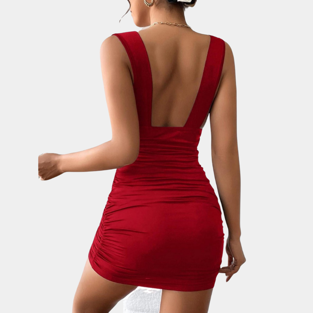 PAMELIA - Stretchy V-Neck Cocktail Dress for Women