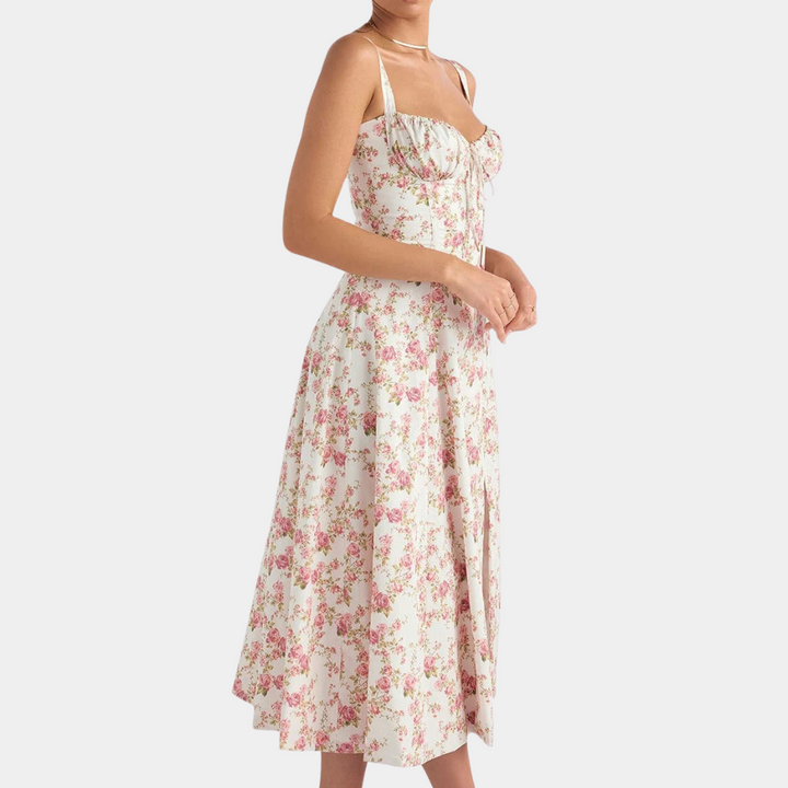 MARIA - Women’s Botanical Pattern Midi Dress