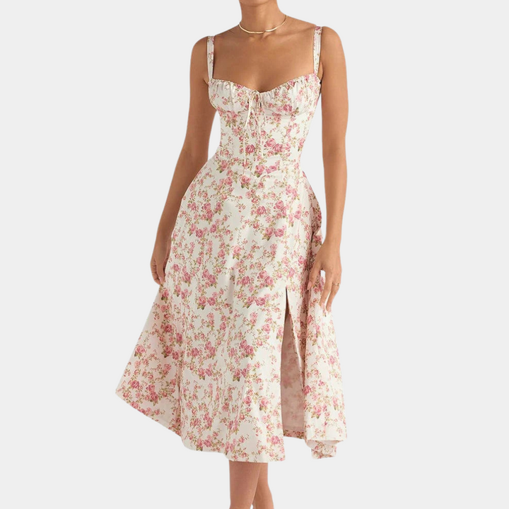 MARIA - Women’s Botanical Pattern Midi Dress