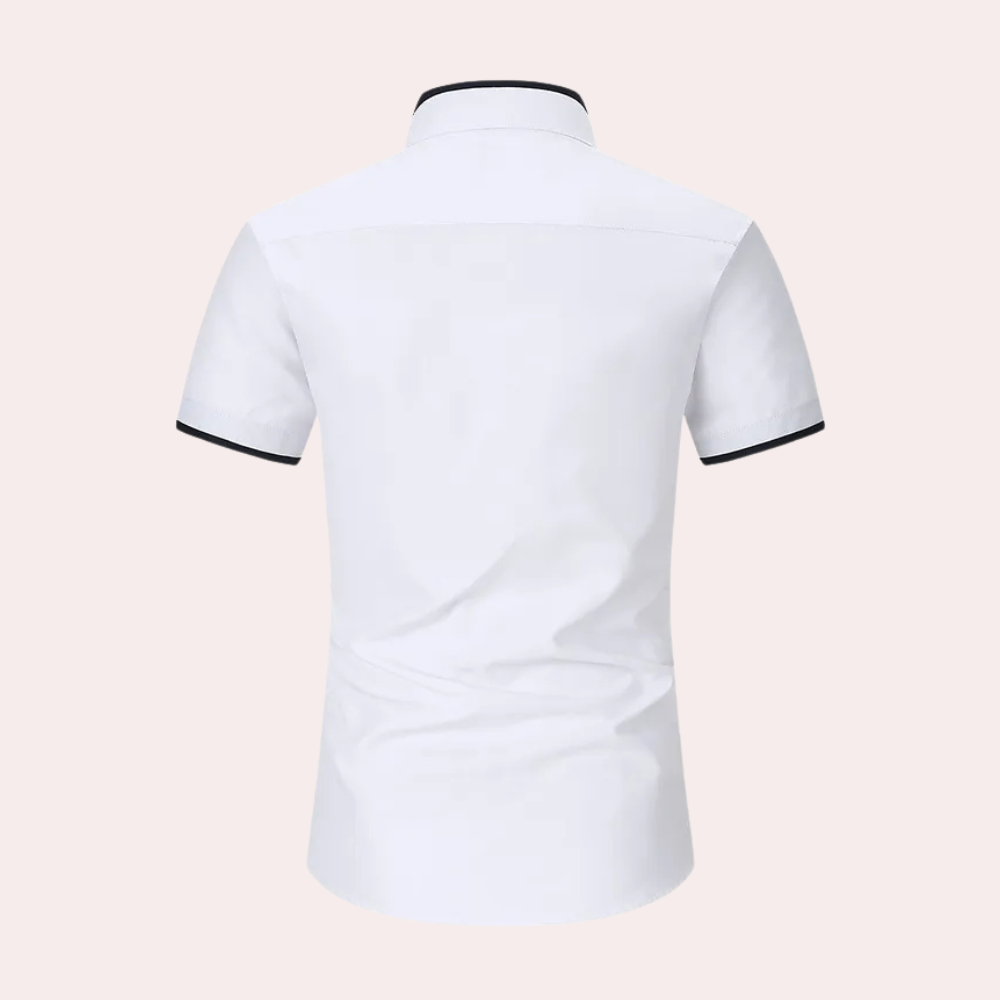 SHAEDON - Short Sleeve Shirt with Stand-Up Collar for Males