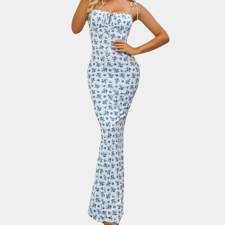 VICTORIA - Charming Flower-Patterned Maxi Dress for Women