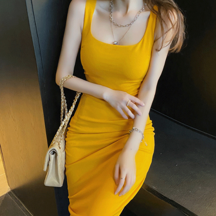 BLONDENE - Elegant No-Sleeve Midi Dress for Ladies