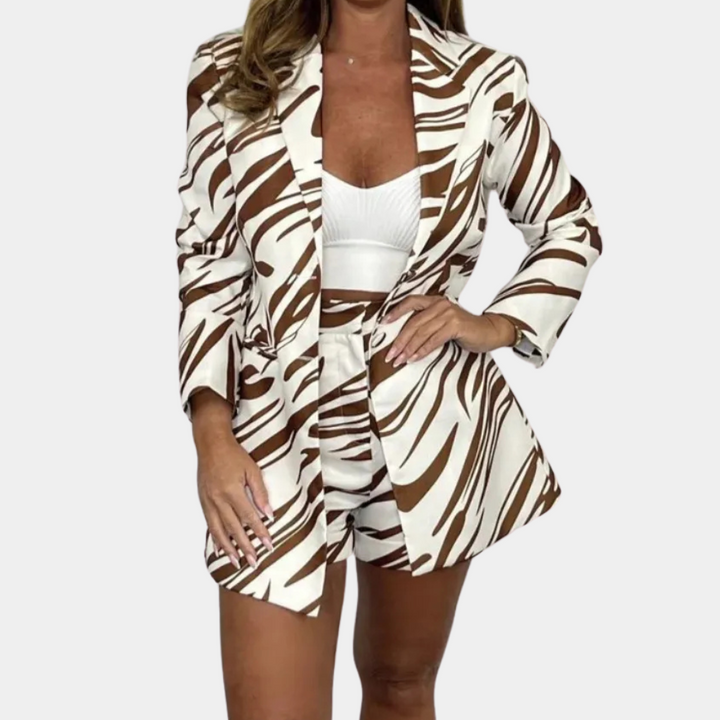 BIANKA - Zebra Patterned Two-Piece Ensemble for Ladies